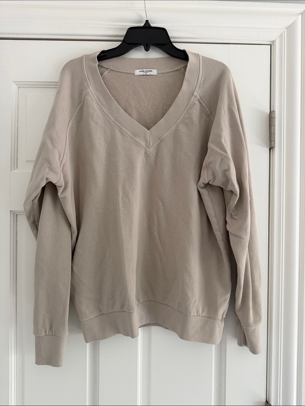perfectwhitetee Women’s V-Neck Pullover Sweater in Light Beige
